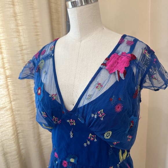 Tracey Reese for Anthropologie Embroidered Topaz Dress Size 6 - Picture 5 of 13